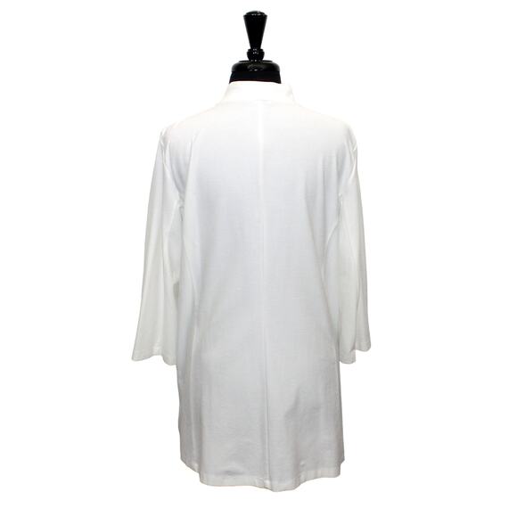 B0 Auth NWoT New EILEEN FISHER White Long Stretch Blazer Jacket Size L - Picture 3 of 6
